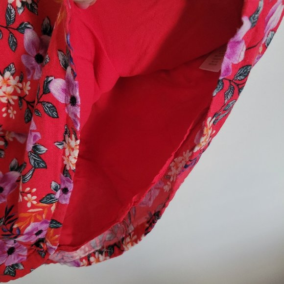 Mi Ami by Francesca's Lori Floral Side Button Mini Skirt Coral - Picture 6 of 10